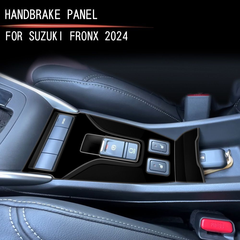 スズキ フロンクス 2024年式 対応 電子パーキングブレーキパネルガーニッシュ 手ブレーキパネルカバー シートヒータースイッチフレーム ABS製 2P カーボン調 グロスブラック 貼り付け式 内装アクセサリー 傷防止 防キズ 耐摩耗 高級感 ドレスアップ