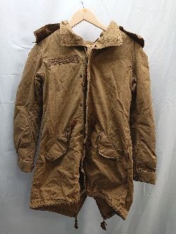 ◇ MOUSSY マウジー フード　ファー　ジップアップ　裏起毛　長袖 ジャケット サイズ2 ブラウン系 レディース E 【1301260050323】