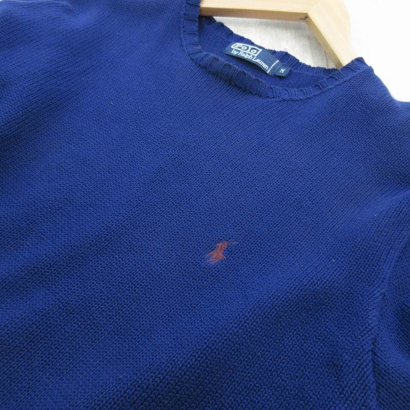 ポロ バイ ラルフローレン Polo by Ralph Lauren 90s M コットン セーター クルーネック ロゴ 刺繍 ネイビー 紺 ブラウン ヴィンテージ オールド トップス ポロ バイ ラルフローレン Polo by Ralph Lauren 90s M コットン セーター クルーネック ロゴ 刺繍 ネイビー 紺 ブラウン ヴィンテージ オールド トップス