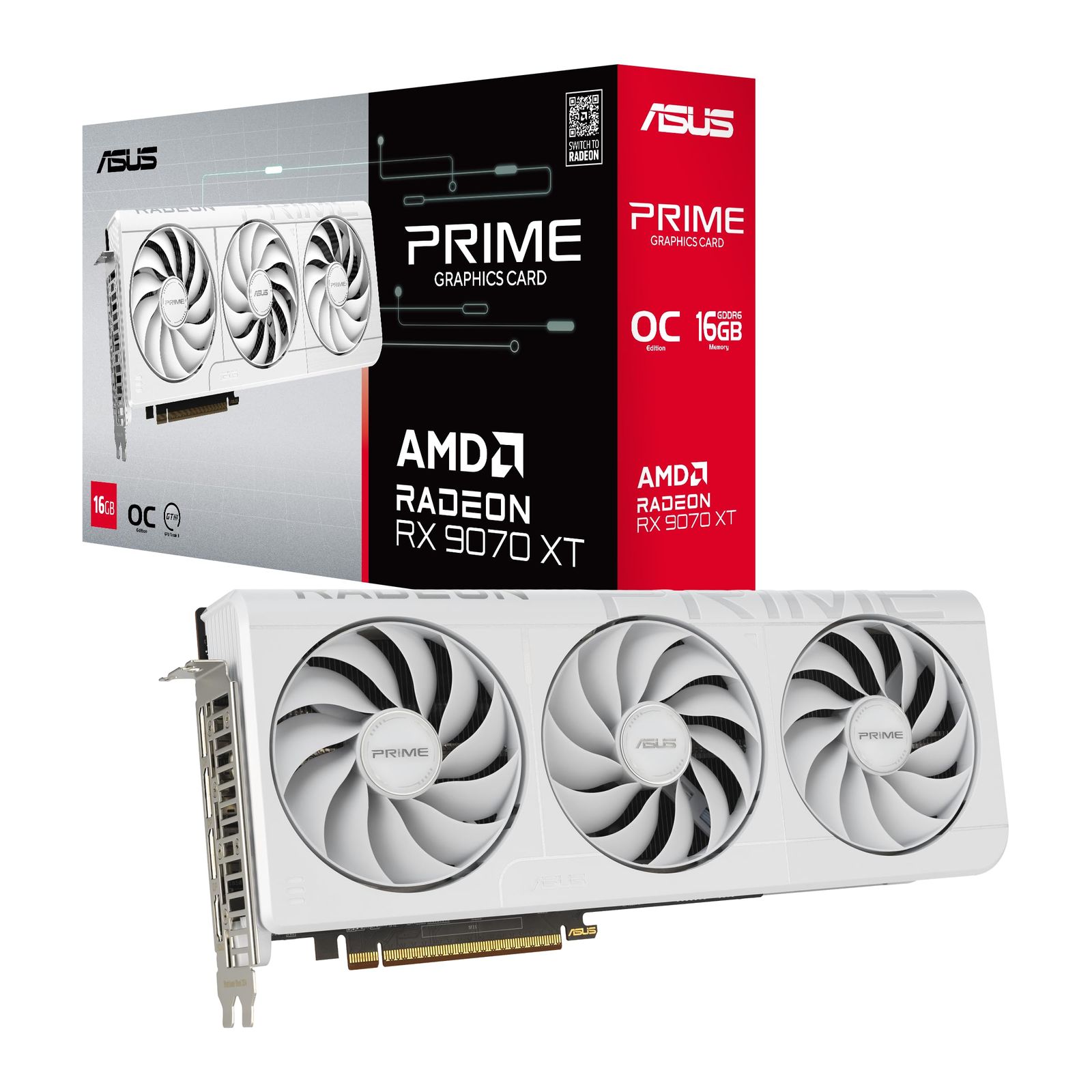 ASUS AMD Radeon RX9070XT 搭載 ビデオカード PCIe 5.0 16GB GDDR6 PRIME-RX9070XT-O16G-WHITE 白 国内正規代理店品 [ホワイト] [VGA単品] [PRIME RX9070XT]