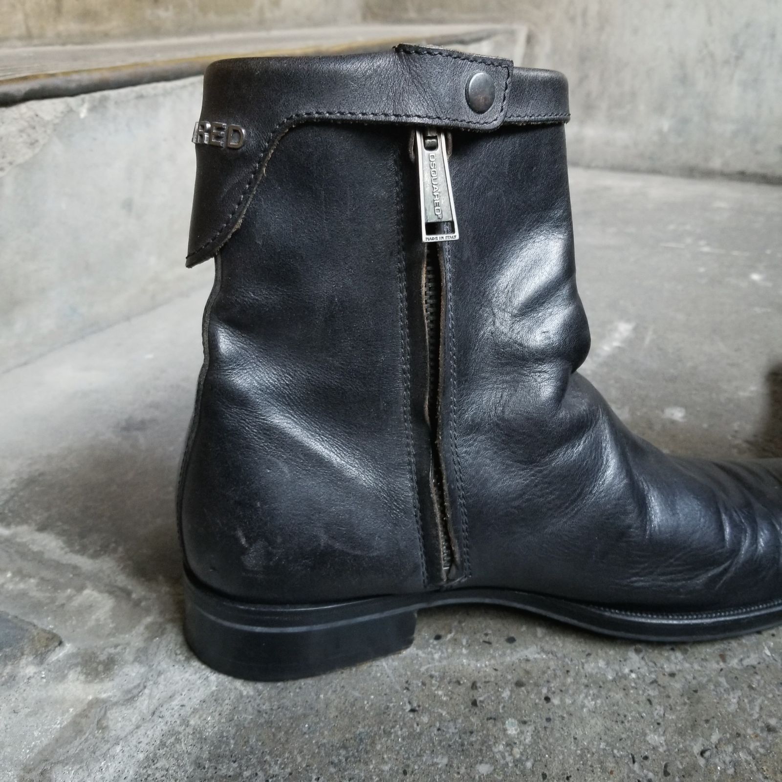 DSQUARED2 ダブルサイドジップブーツ 43 ディースクエアード レザー 