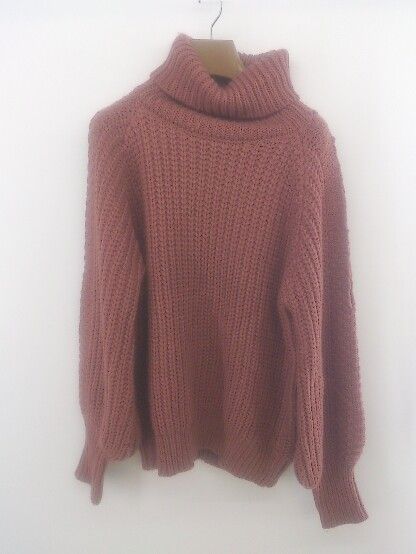 ◇ EMODA エモダ オープンショルダー タートルネック 長袖 ニット セーター サイズF ピンク系 レディース P 【1301310002647】