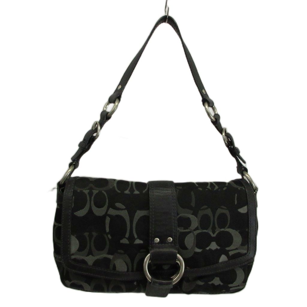 コーチ COACH ソーホー シグネチャー ハンドバッグ ワンショルダー キャンバス レザー 黒 ブラック 10144 /XZ ■GY18