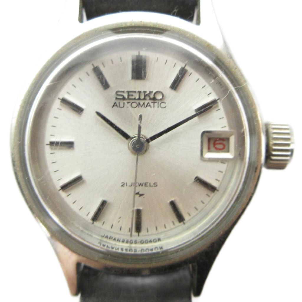 セイコー SEIKO AUTOMATIC オートマチック 2205-0040 腕時計 自動巻き ヴィンテージ ウォッチ デイト カレンダー付き 21石 ラウンド シルバー色 ■GY18 /MQ