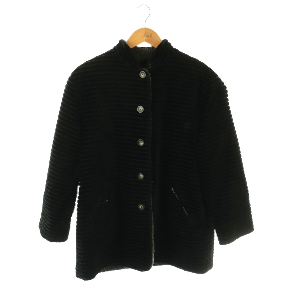 ジョルジオアルマーニ GIORGIO ARMANI ノーカラーコート コーデュロイ 40 ブラック /DO ■GY18