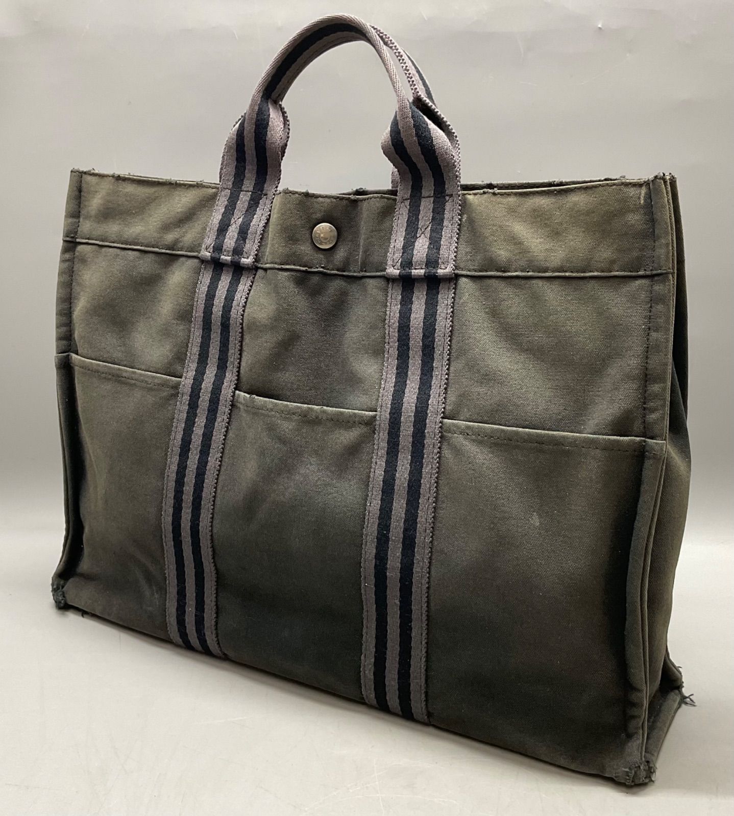Bag80 HERMES エルメス フールトゥ MM ハンドバッグ トートバッグ キャンバス ブラック