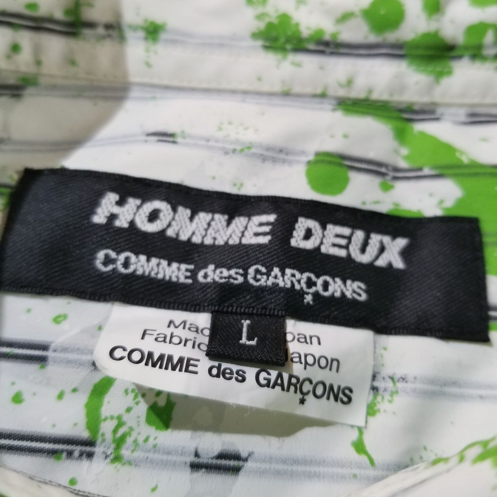 COMME des GARCONS HOMME DEUX 24aw プリント加工ストライプシャツ L