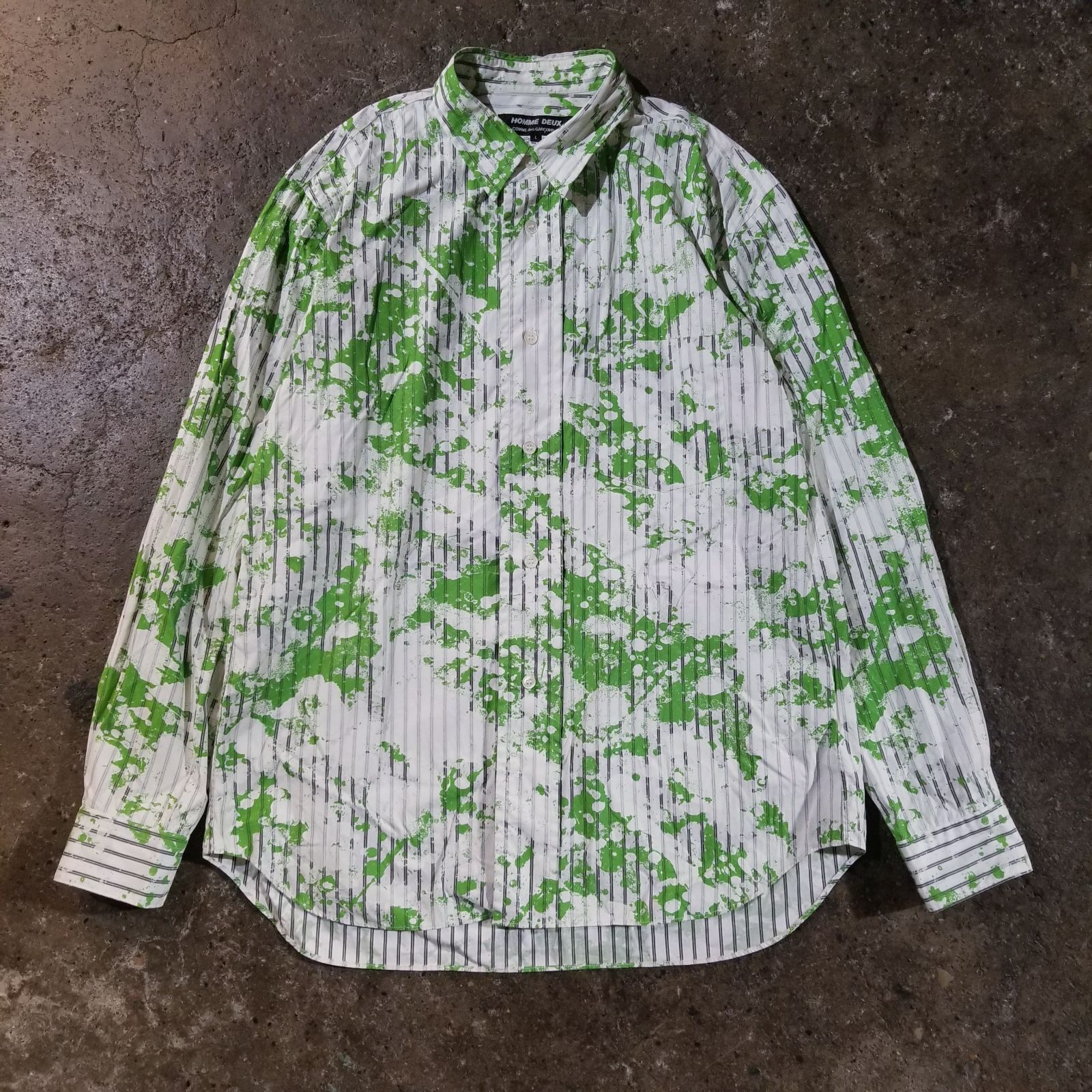 COMME des GARCONS HOMME DEUX 24aw プリント加工ストライプシャツ L