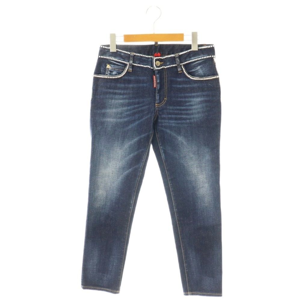 ディースクエアード DSQUARED2 S75LB0553 デニムパンツ ジーンズ テーパード フェイクパール ロゴ金具 40 インディゴ /ES ■GY18