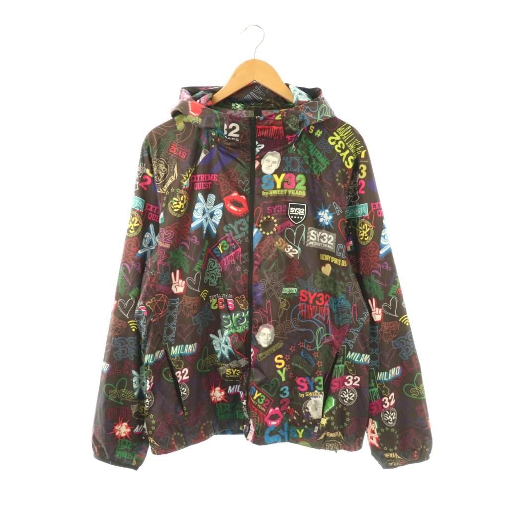 エスワイサーティトゥ SY32 PRINT WINDBREAKER ジャケット ウィンドブレーカー ジップアップ XL ダークブラウン マルチカラー 13608 /DO