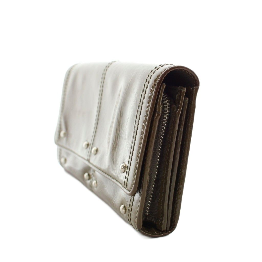トッズ TOD'S 長財布 二つ折り 小銭入れ エナメル 茶 ブラウン /AN73