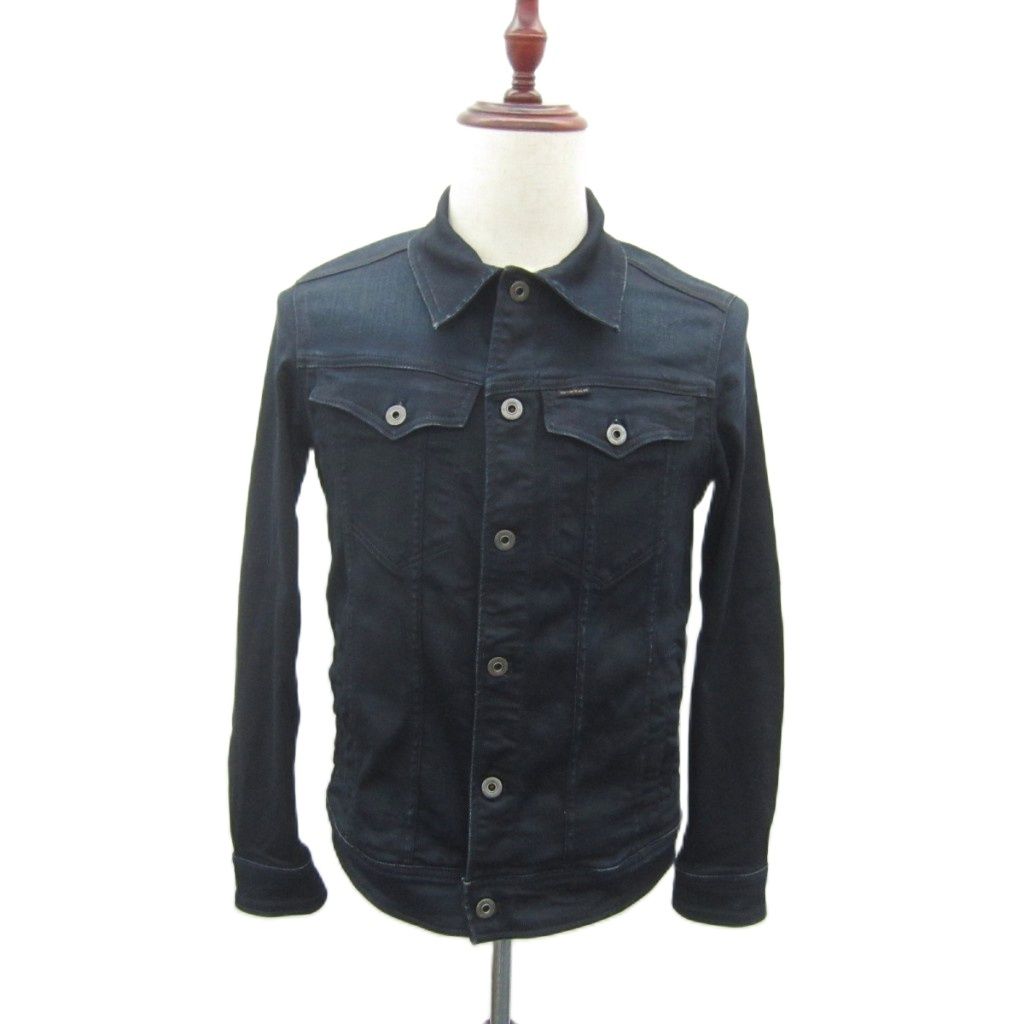 ジースターロウ G-Star RAW Gジャン ジージャン デニムジャケット ミドル丈 ステンカラー XS 紺 ネイビー /SY21 ■GY99