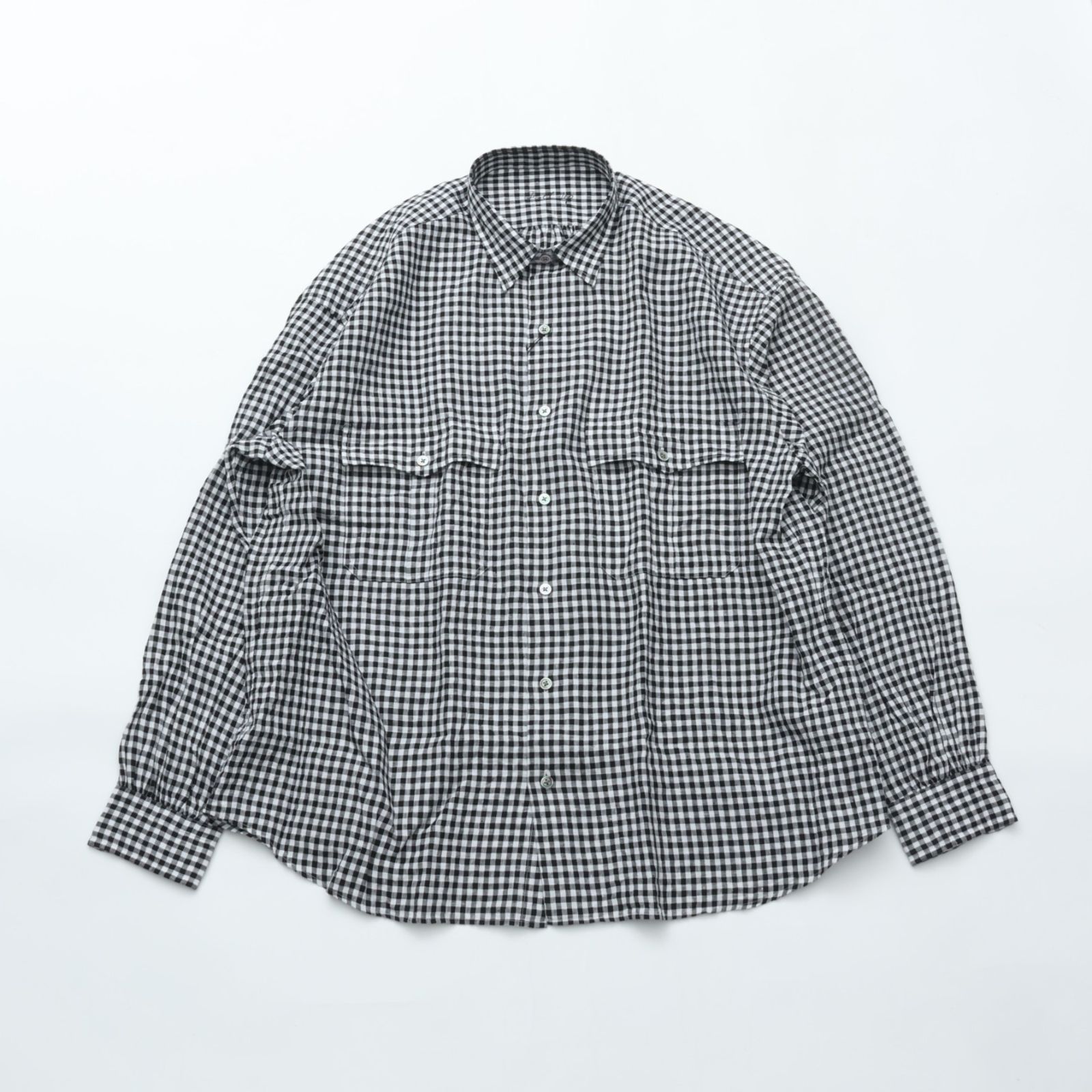 PORTER CLASSICポータークラシック ROLL UP LINEN GINGHAM CHECK SHIRT 