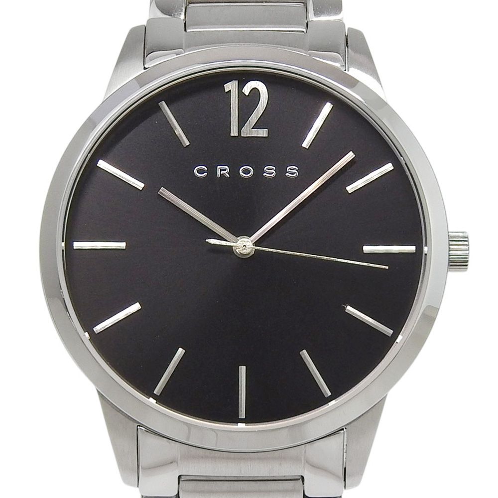 【CROSS】クロス CR8015-11 ステンレススチール シルバー クオーツ アナログ表示 メンズ ブラック文字盤 腕時計 9,728円