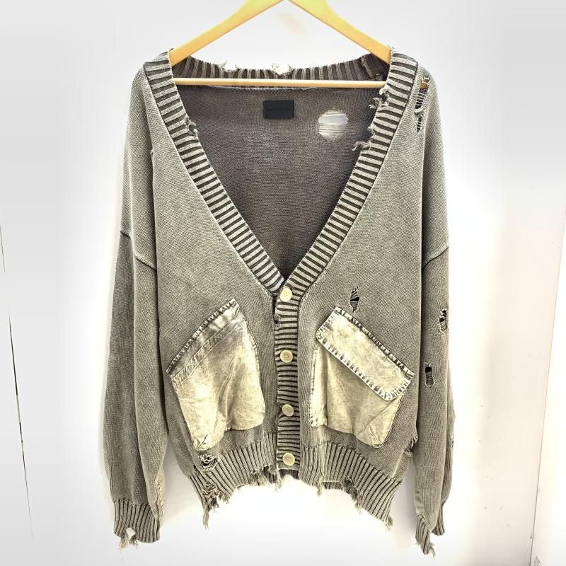 【中古】Danke Schon. ダメージ加工ニットカーディガン サイズM ベージュ 25A-KNL042-DS ダンケシェーン[92]