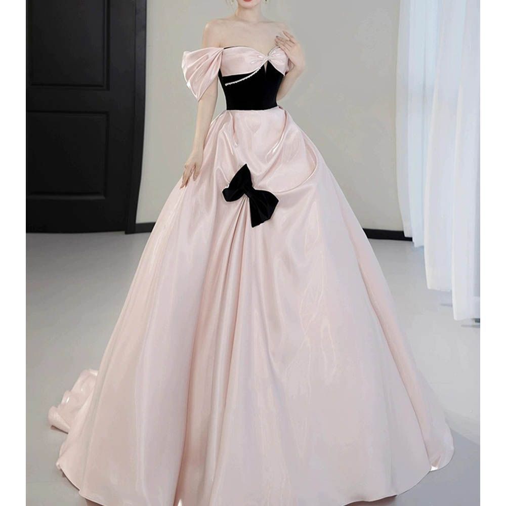 新品 ドレス 大人 ピアノ 発表会 ロングドレス パーティードレス 結婚式 二次会 演奏会ドレス オフショルダー 黒 ピンク リボン ロング 韓国 カクテルドレス イブニング ビスチェ レディ 006 13,398円