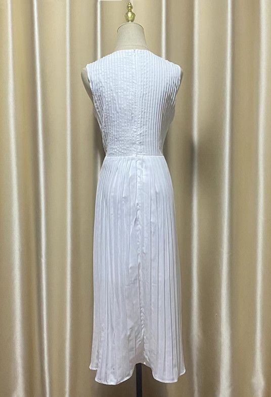 新品 チャイナドレス風 ワンピース レース レディース 春夏秋 ミモレ丈 スリム ノースリーブ 白 ホワイト パーティードレス 結婚式 着痩せ OL 通勤 二次会 普段着 キレイめ エレガント 005