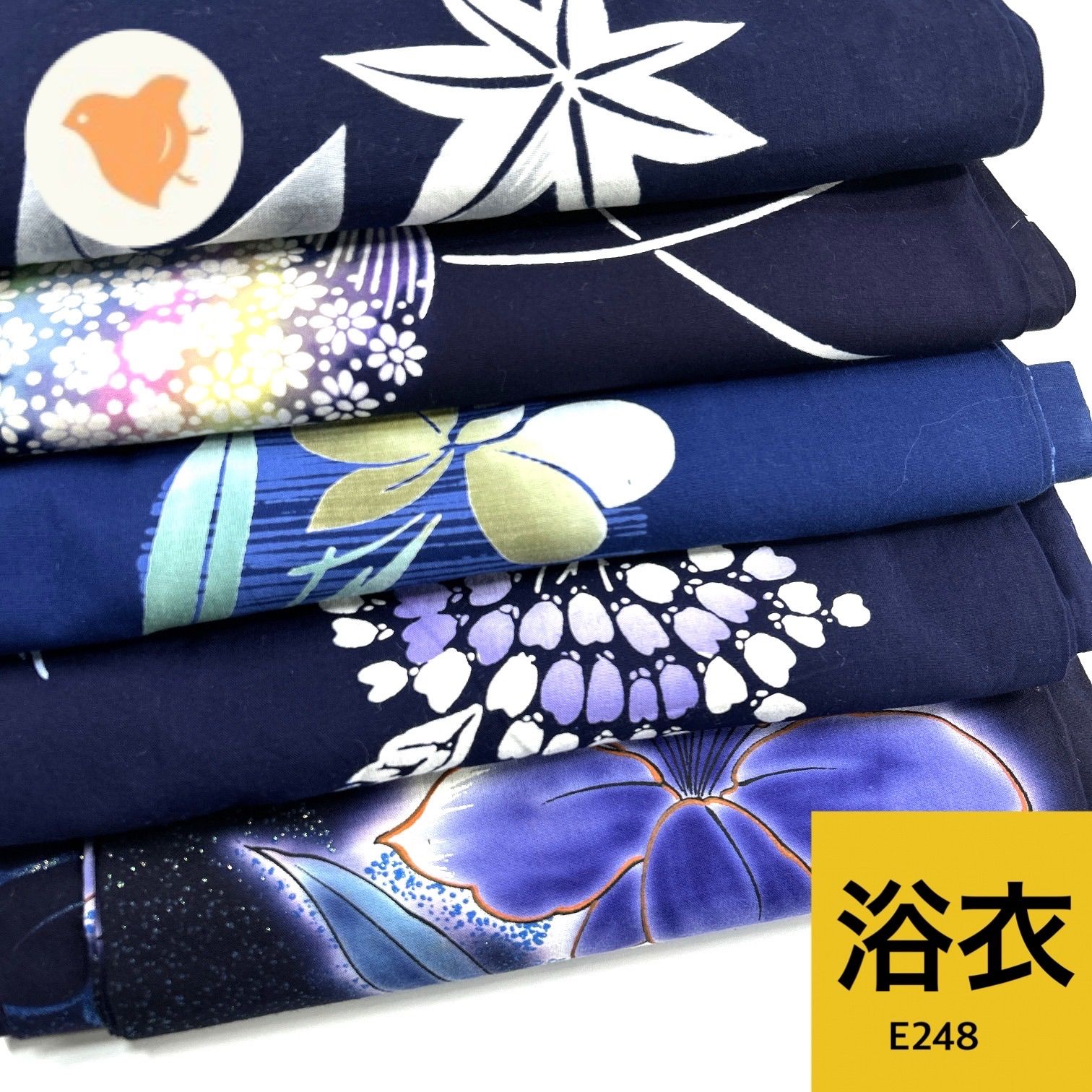 浴衣 5枚 綿 着物まとめ売り【E248】同梱購入歓迎 リメイク用 着付け練習用