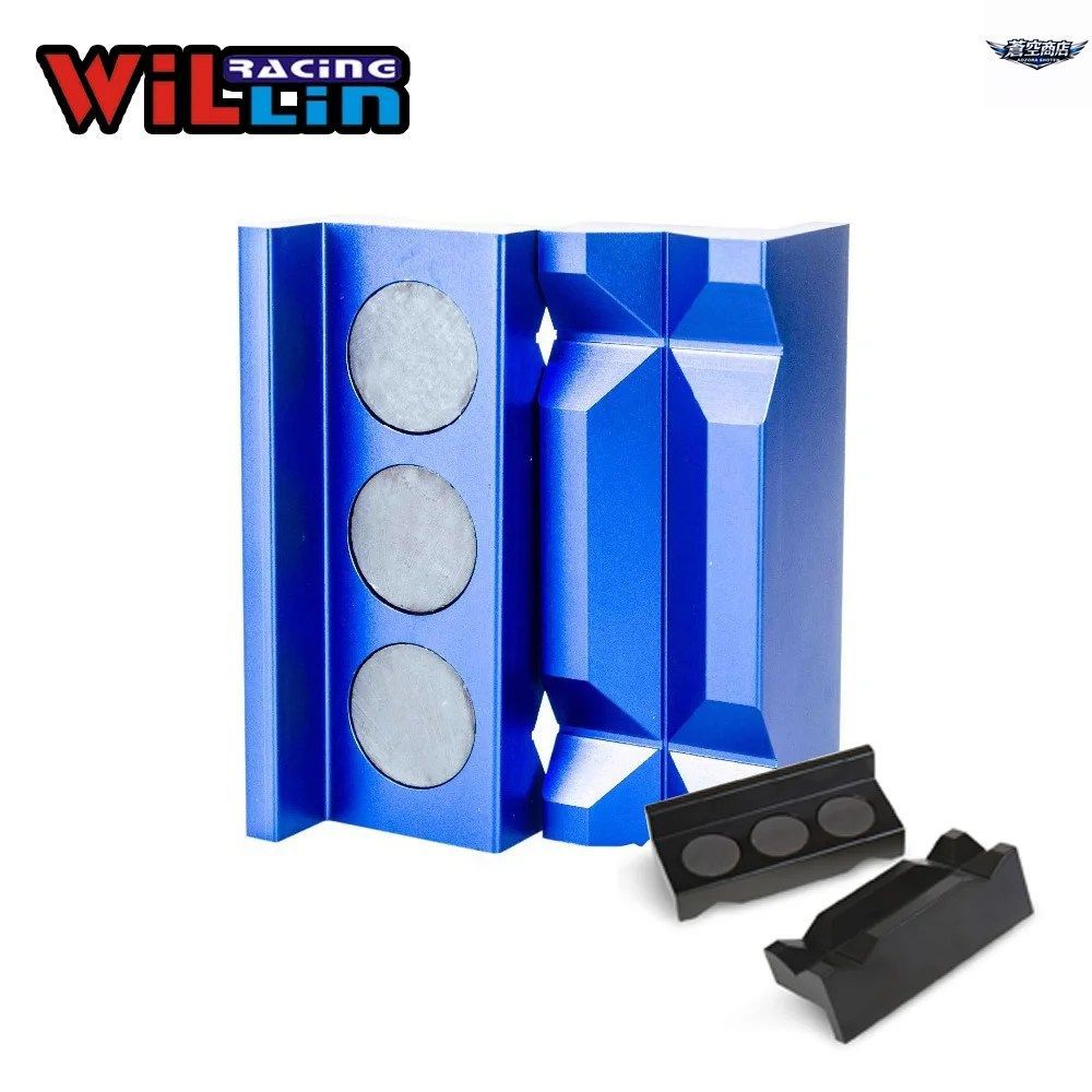 WILLIN - ビレットアルミニウムバイスジョーインサート、マグネットツールバック付き / ブルー
