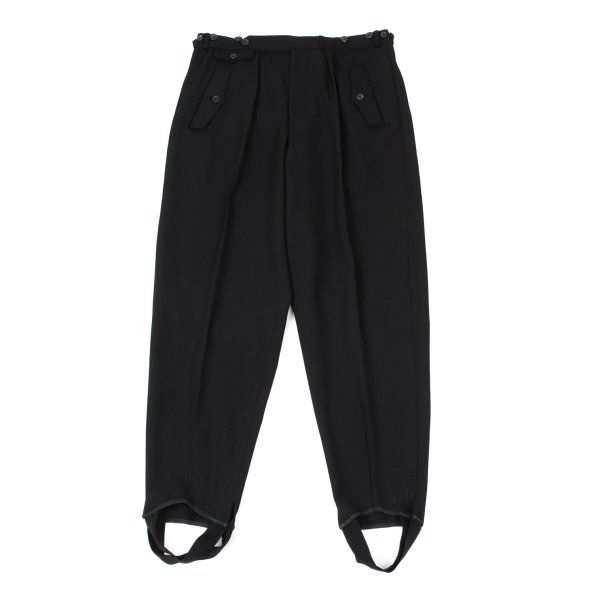 ヨウジヤマモト プールオムYohji Yamamoto POUR HOMME ウールヘムリブサスペンダーボタンパンツ 黒M