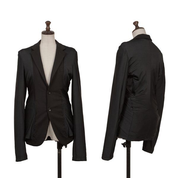 コムデギャルソンCOMME des GARCONS ウールギャバ切替ストレッチジャケット 黒M