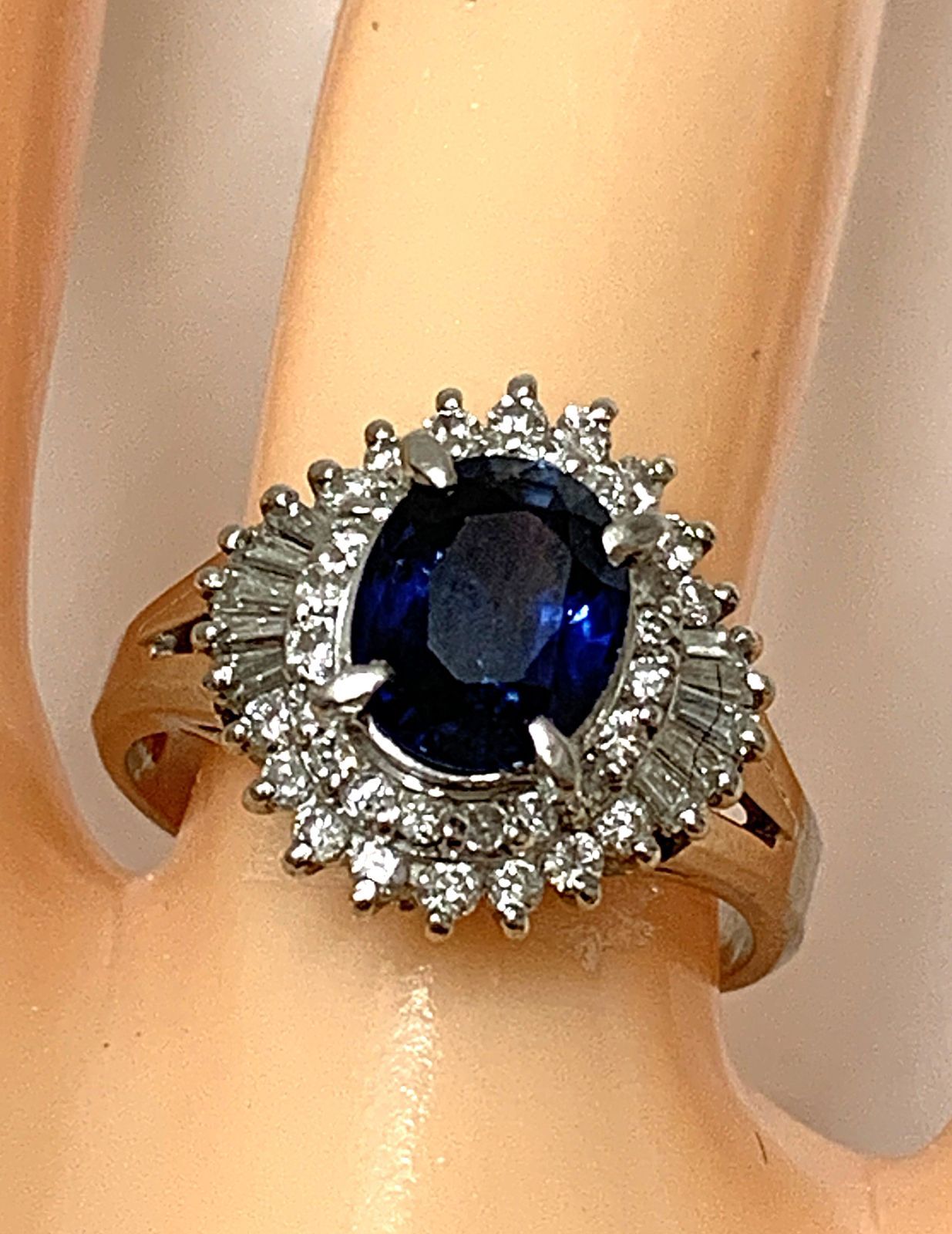 PT900 青石 1.58ｃｔ ダイヤモンド 総計 0.54ｃｔ リング 指輪 ＃12 7.7ｇ 12号 プラチナ