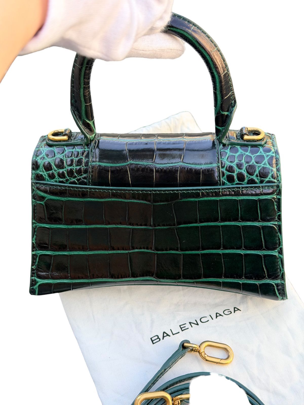 超美品◇バレンシアガBALENCIAGAアワーグラスHOURGLASSクロコダイル型 