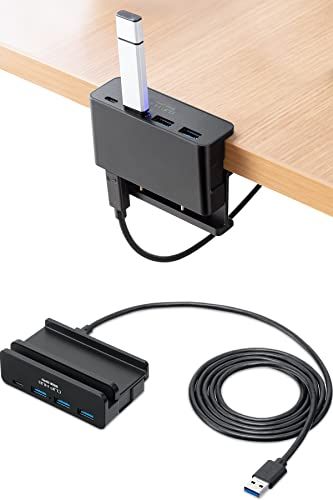 【新品】サンワダイレクト USBハブ クランプ USB-A×3・USB-C×1 バスパワー 1.5mケーブル USB-A接続 ブラック 400-HUBA065NBK 56b92eff