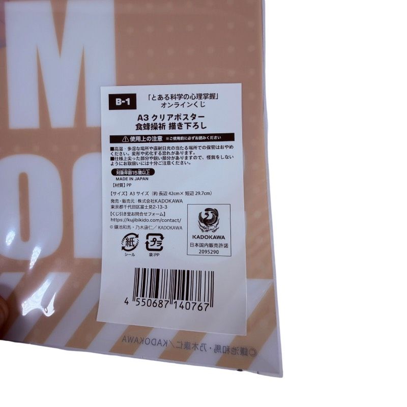 くじ引き堂 とある化学の心理掌握 オンラインくじ B賞 A3 クリア