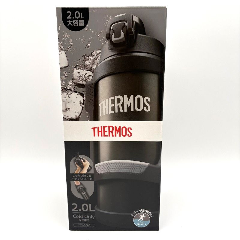 【未使用】THERMOS サーモス 真空断熱スポーツジャグ 2.0L FFV-2000 ブラック 大容量 保冷専用 ワンタッチ 水筒 スポーツボトル