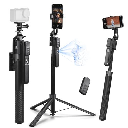 K&F CONCEPT スマホ 三脚 360°AI自動顔追跡 自撮り棒 180cm 6段階調節 6軸調整可能 スマホ ジンバル ジェスチャーコントロール 1/4