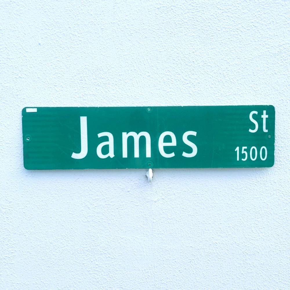 ヴィンテージ ストリートサイン James 看板 / 当時物 ロードサイン STREET SIGN 道路標識 USA ガレージ インテリア アメリカン雑貨