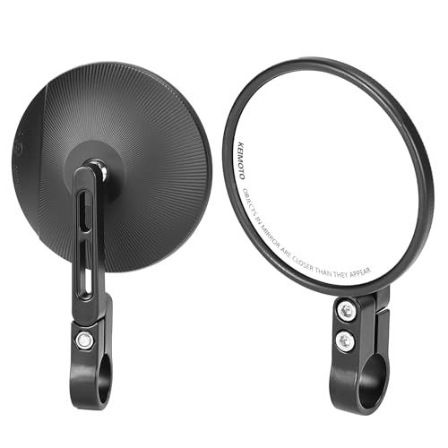 KEMIMOTO バイク バーエンドミラー 車検対応 バイクミラー 丸型 左右セット ハンドル径22mm/25.4mm対応 汎用 軽量 角度調整可能 ブラック ホンダ カワザキ スズキ ヤマハ KTM 2504 shu 583f7531