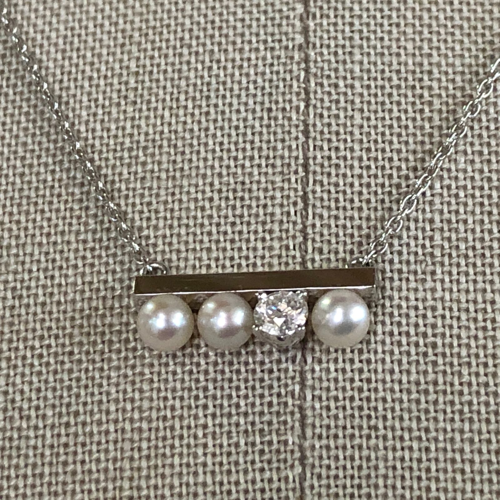 TASAKI タサキ 真珠 パール ダイヤモンド プチ バランス ネックレス K18WG 750 ホワイトゴールド 0.13ct 3.5g レディース 中古 T11211357
