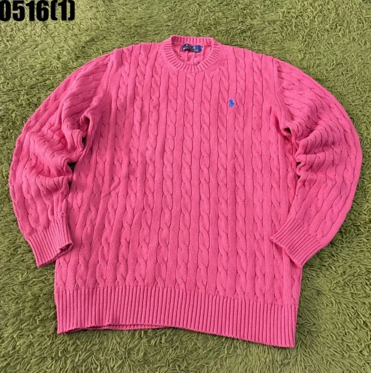 ポロラルフローレン ピンク ケーブルニット XL