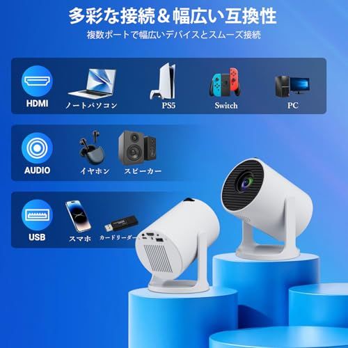 ZAIDER プロジェクター 家庭用 小型 4K対応 天井投影 【次世代ポータブル｜Type-C給電＆360°回転】 Android TV搭載 17000LM 短焦点 自動台形補正 Wi-Fi6 Bluetooth5.4 小型プロジェクター defac6ef