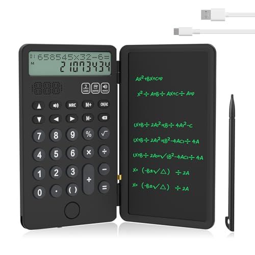 NEWYES 電卓付き電子メモパッド Type C充電可 2行表示 折りたたみ式 ワンタッチ消去 多機能 計算機 電卓 デジタルメモ 12桁 使いやすい 小型 ６インチ コンパクト 職場 家庭 仕事用as 967bb5da