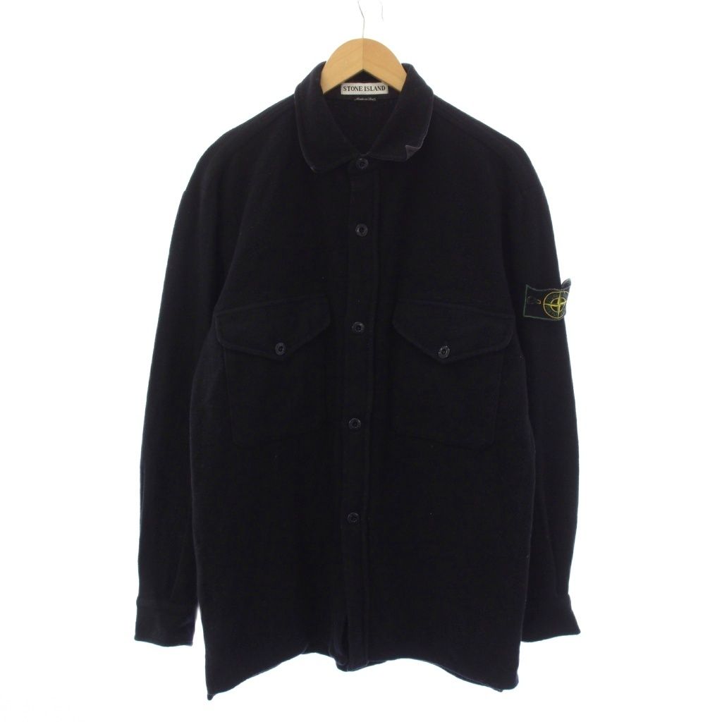 ストーンアイランド STONE ISLAND 90S シャツ 長袖 ウール M 黒 /KH