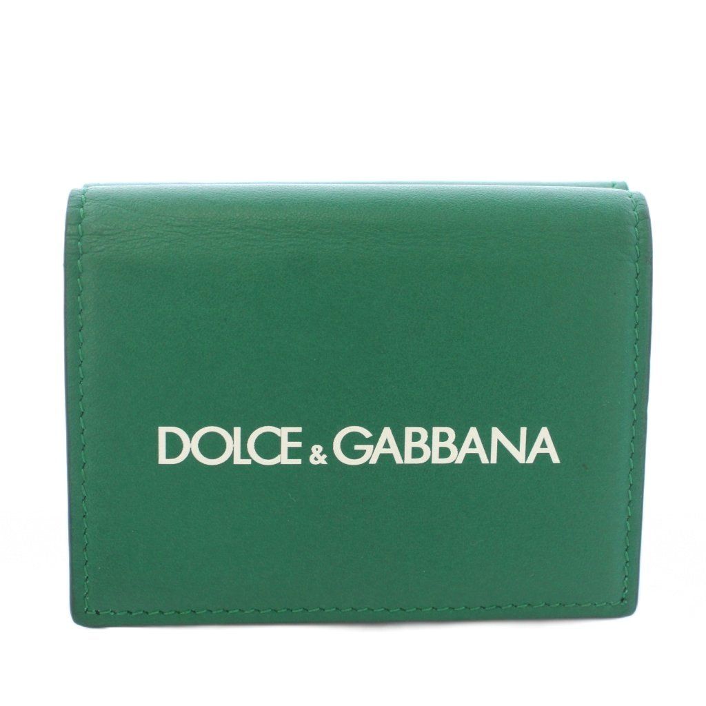 ドルチェ&ガッバーナ ドルガバ DOLCE&GABBANA P.FOGLIO FRENCH FLAP 三つ折り財布 ロゴ レザー 緑 グリーン BP2525 /TK