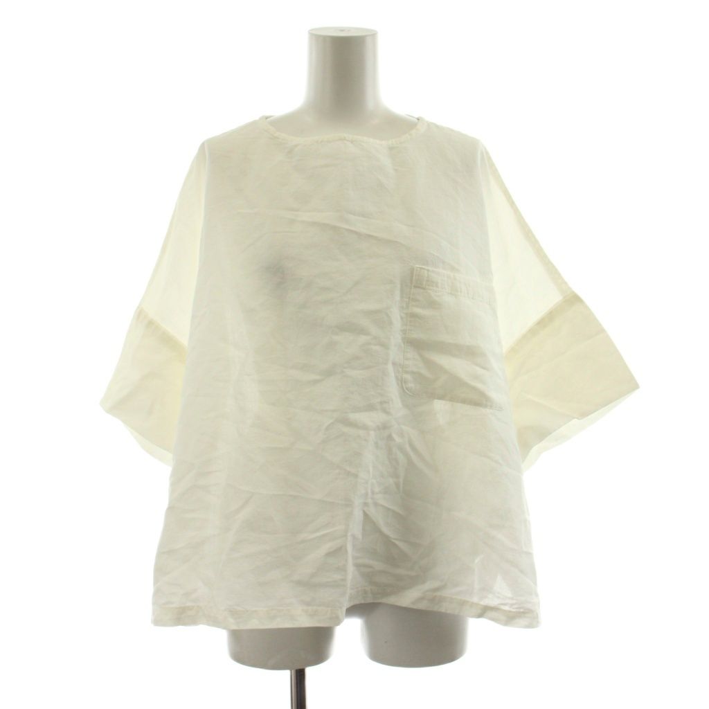 ネストローブ nest Robe コットンラミーブロードTブラウス Tシャツ 五分袖 F 白 ホワイト 01253-1127 /KU