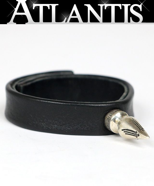 CHROME HEARTS 銀座店 クロムハーツ スパイク ホースシュー スナップ レザーブレス メンズ シルバー SV925 黒 102020
