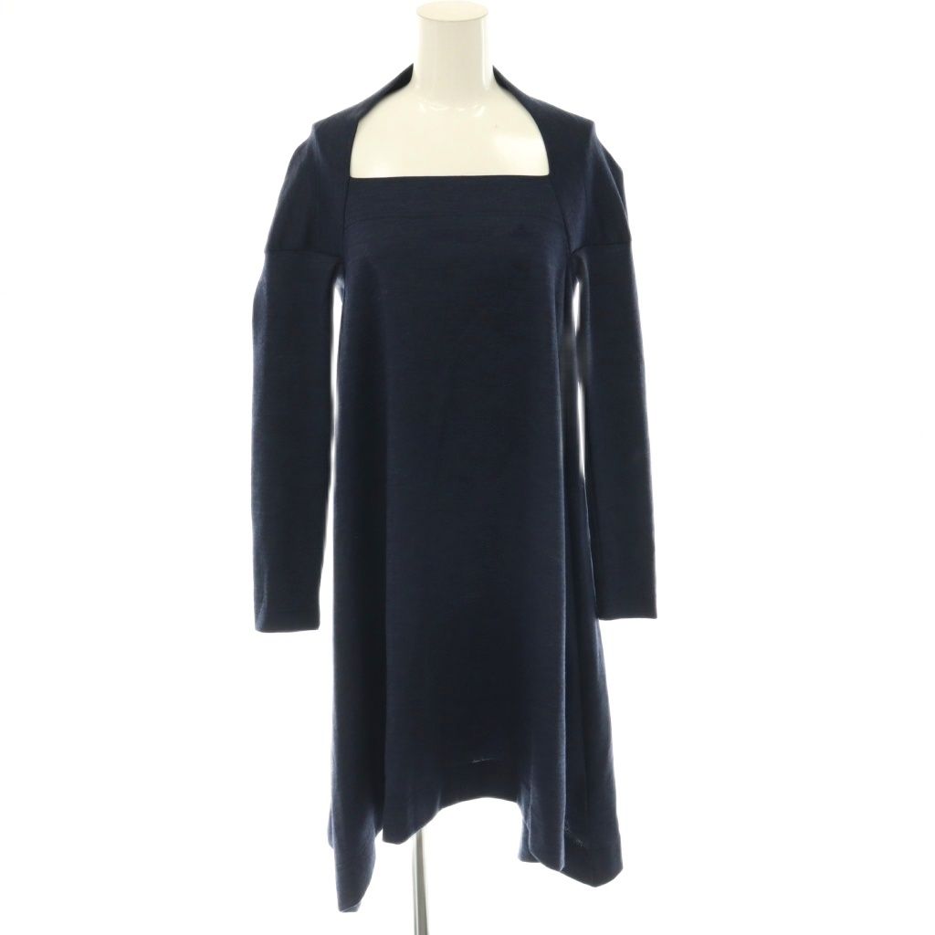 ヴィヴィアンウエストウッドレッドレーベル Vivienne Westwood RED LABEL スクエアネックワンピース 長袖 膝丈 ウール 1 紺 /NR ■OS
