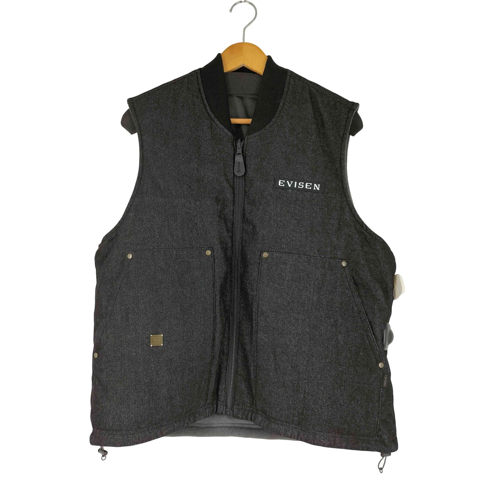 エビセンスケートボーズ Evisen skateboards MICRO FLEECE DENIM REVERSBLE VEST メンズ JPN：M