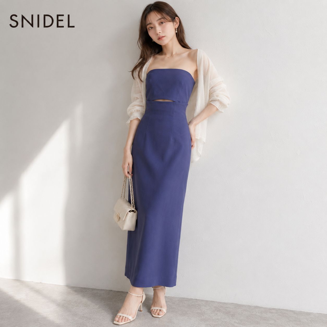 【未使用級】【2024年春夏のトレンド】SNIDEL/ スナイデル 2WAYコルセットビスチェスカート ハイウエスト0 「Sサイズ相当」 ダークブルー　お出かけコーデ