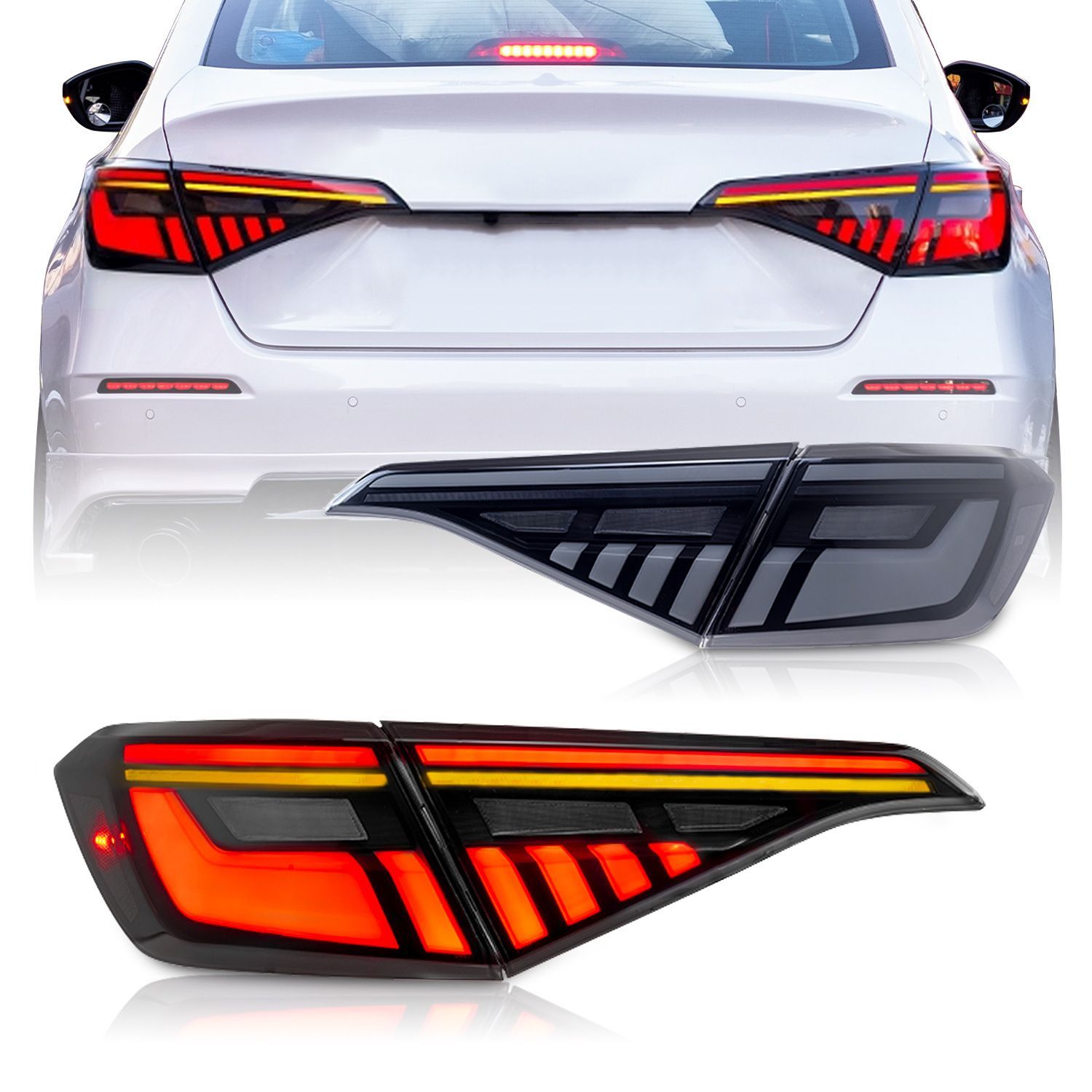 【送料無料】ホンダ Honda シビック Civic 11代 2021-2023 専用 RGB テールランプ 流れるウインカー LED 高輝度 夜間視認性向上 カスタム ドレスアップ 後部装飾 高級感アップ 1対セット