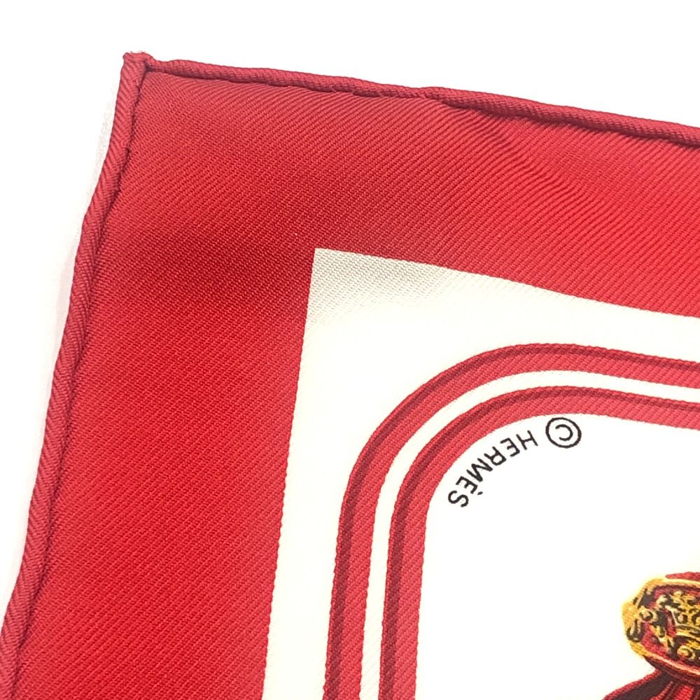 HERMES エルメス ハンカチ BRIDES de GALA 式典用馬勒 シルク レッド