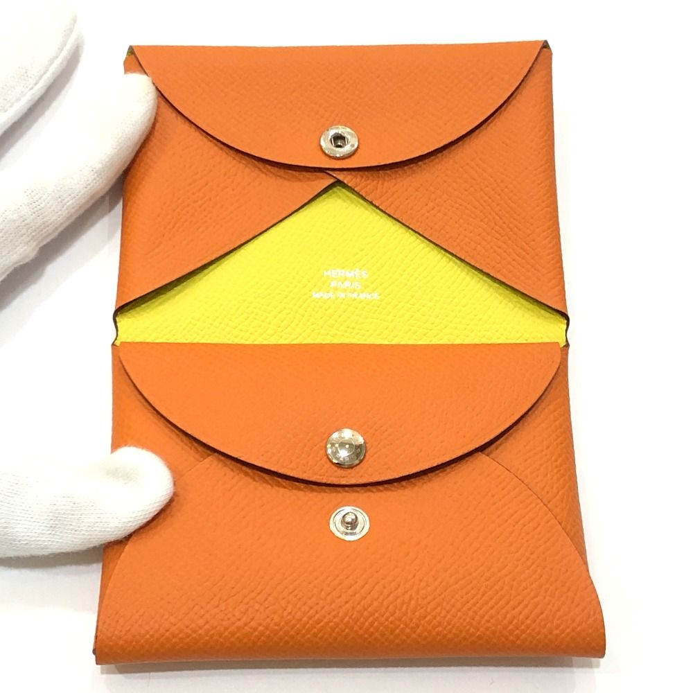 HERMES エルメス 2つ折り財布 カルヴィデュオ エプソン オレンジ 