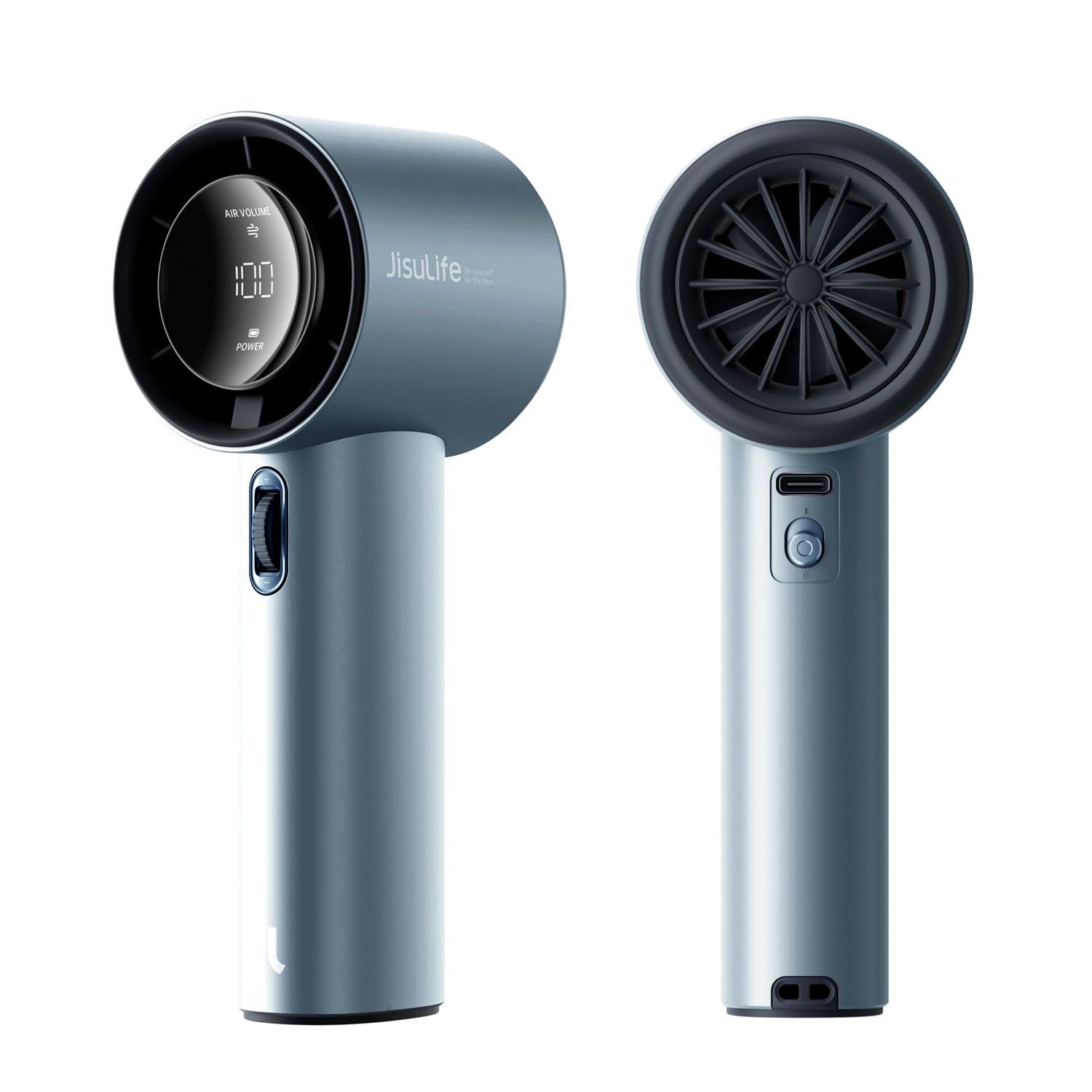 【新品】JISULIFE Handheld Fan Pro1 ポータブル扇風機 [ 風力 9m/s ブラシレスモーター搭載 スクロール 風力調節 / 1～100 無段階調節 羽根隠しデザイン 安全ロック設計 LEDディスプレイ搭載 コンパクト 430622bf