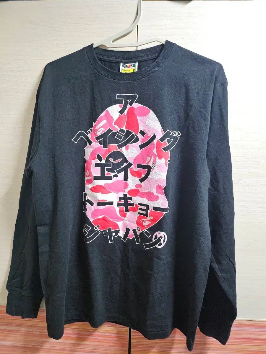 A BATHING APE ブラック ピンク カモフラージュ 長袖Tシャツ ロングスリーブ