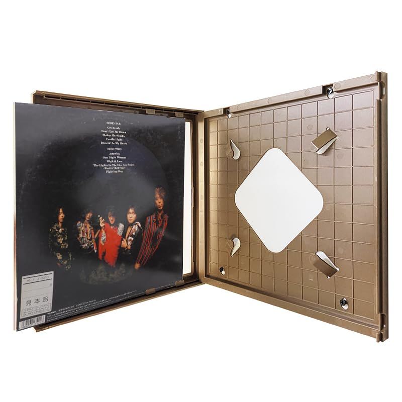 2個セット 12インチ LPレコードカバー 壁掛けスタンド 33.5x33.5cm ブラウン アクリル＆MDF製 アルバムジャケットディスプレイ 壁面収納AR